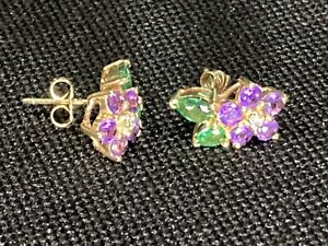 franklin mint faberge violets in the snow earrings