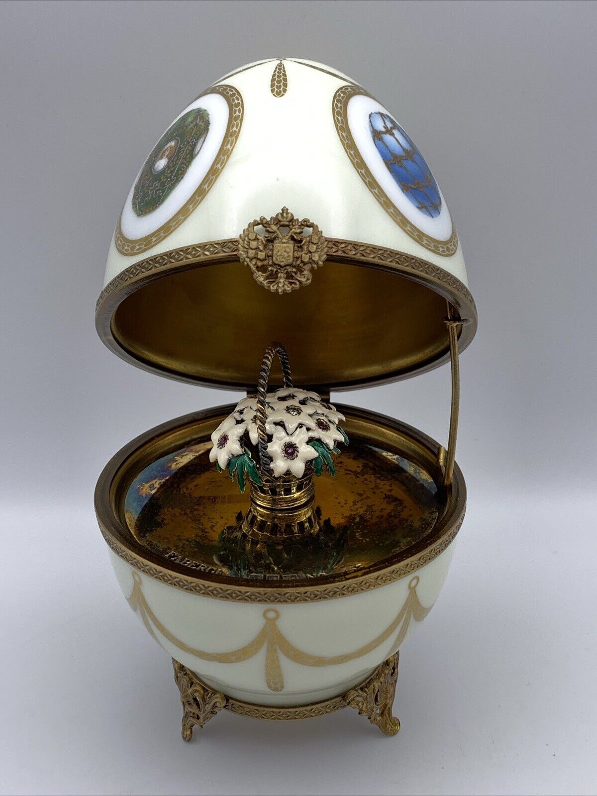 Imperial Faberge Egg ~ Limoges Porcelain FLORAL BOUQUET #463 ~ In Box