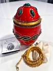 VTG S&N VIVIAN ALEXANDER FABERGE Candy Apple Egg Purse Green Red Enamel Crystals