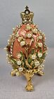 Vintage Joan Rivers Lily Of The Valley Faberge Pearl Egg with Stand Swarovski