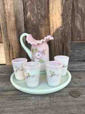 Fenton Childs Lemonade Set Very Rare Green Burmese Produced For NFGS 6 Pc