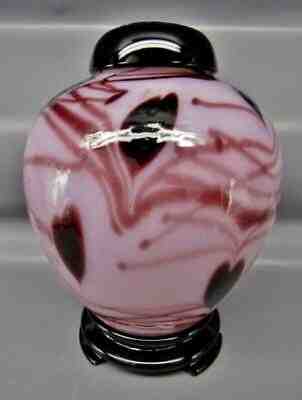 Dave Fetty 2018 HANGING HEARTS Lavender OOAK Hand-Blown & Formed Ginger Jar 6636