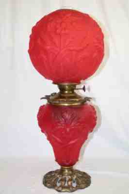 oil lamp fenton art glass