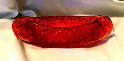 VINTAGE RARE FENTON DAISY & BUTTON RED CANOE BOAT