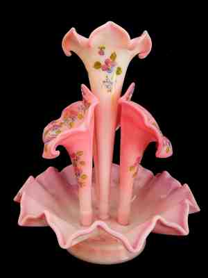 RARE Fenton Rosalene EPERGNE by Marilyn WAGNER Frit Flowers & Butterflies  #63