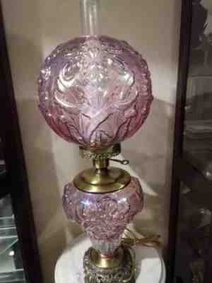 Fenton Rare Pink Carnival  Lamp Regal Iris Pear shape .