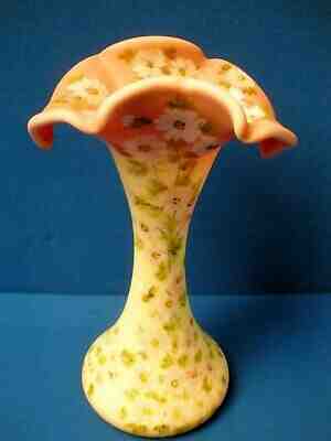 Fenton Burmese Student Lamp Hand Painted Roses By Louise Piper 1972