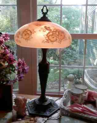  Fenton lamp top & reverse painted Connoisseur Collection Frances Burton design