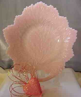 Fenton Pink Opalescent Leaf Pattern Glass Cake online 12