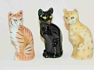 LOT 3 FENTON  Glass JUNGLE CAT KITTEN TIGER, LEOPARD and BLACK PANTHER BEAUTIFUL