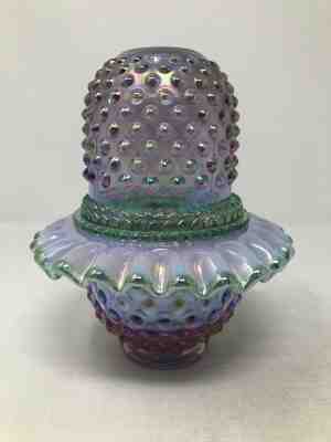 Shelley Fenton Lavender Pink Green Iridescent Hobnail 3 Piece Fairy Lamp