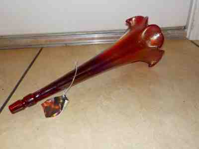 Large 12" Fenton Iridescent Carnival Stretch Red Horn Epergne Replacement Part  