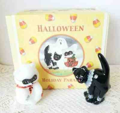 Fenton~ Halloween~ Holiday Parade~ 2005 Cat-Clown & Bear-Pumpkin Set