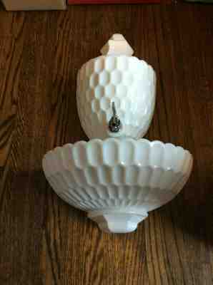 Vintage Fenton Milk Glass Thumbprint Lavabo for OVG, No. 4467 MI