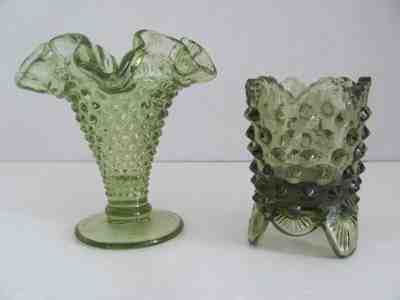 Vintage Fenton Colonial Green buy Cone Vase Hobnail