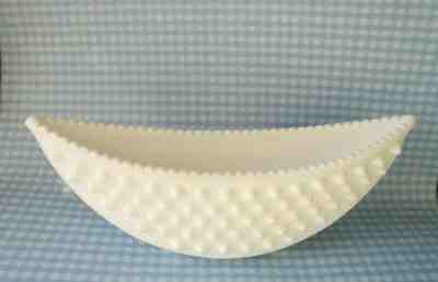 Vintage Fenton White Milk Glass Hobnail 8” Crescent Canoe Shaped Footed Planter 