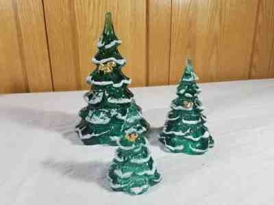 Fenton Glass Iridescent Christmas Tree with Gold Bird