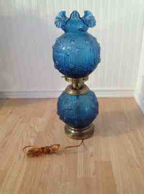 GWTW Fenton  Stunning Blue Cabbage Rose  Lamp Free shipping