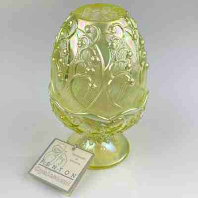 Fenton Glass FaIry Light Lamp Yellow Topaz Vaseline LILY OF THE VALLEY 8404 TO