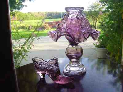 Fenton Amethyst discount cabbage fairy lamp