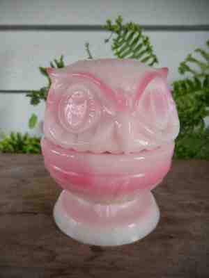 Store Vintage Fenton Pink Rosalene Owl Fairy Lamp