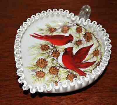 1982 Fenton cardinals plate, hand painted by