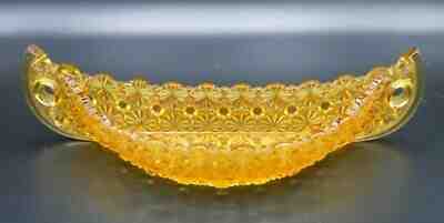 Fenton Glass For L.G. Wright Amber Daisy And Button Canoe Form Wall Pocket