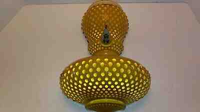 Fenton Art Glass Honey Amber Hobnail 3 PIece Lavabo Set No. 3867