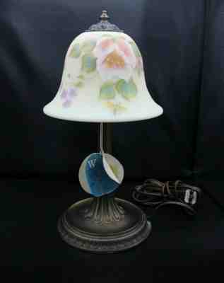 Fenton Burmese Glass Lamp Hibiscus with Bee Limited Edition Artist Signed 13”