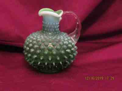 FENTON GLASS LIME GREEN OPALESCENT HOBNAIL CRUET 1941 ONLY