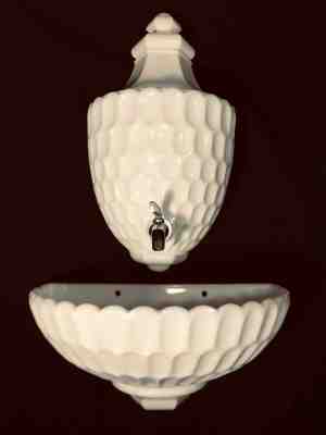 Vintage Fenton Milk Glass 3 Piece Lavabo Basin Tank w/ Spout Lid Thumb Print