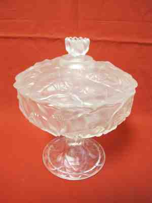 Fenton Water Lily Satin Glass Compote Candy Dish