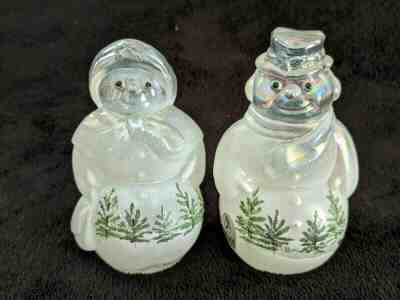 Fenton "WOODLAND FROST" Mr. & Mrs. Snowman Snowlady Cardinal Snow Carnival  
