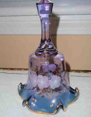 FENTON Numbered 26/4000 Signed F Miller BEAUTIFUL Hand Painted VIOLET GLASS BELL