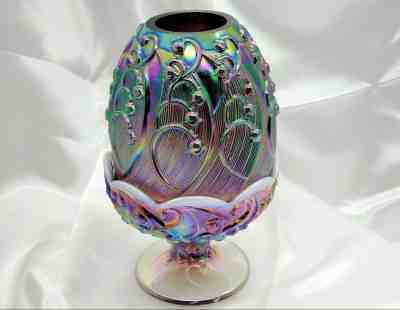 Fenton Iridized Plum Lily of the Valley Fairy Lamp/Light Excellent FREE SHIP!