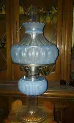 Aladdin Fenton Limited Edition 2000 Twilight Blue Grand Vertique Oil Lamp 