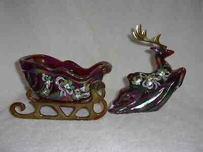 Fenton Sleigh and Reindeer Set - One of a Kind Set