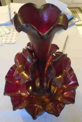 Fenton Ruby / Amberina Stretch  5Piece Epergne  STUNNING!