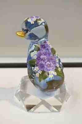 Fenton DUCK Duckling BLUE - LILAC & DAISY  OOAK FREEusaSHP