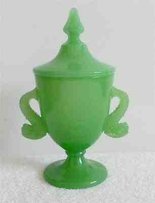 Vintage Fenton Jadeite fan shaped vases with Dolphin top or Koi Handles