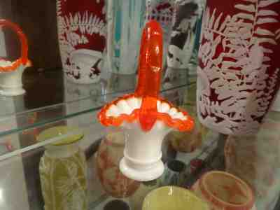 FENTON #37 VERY RARE FLAME CREST ZETA TODD MINIATURE BASKET FREE SHIPPING!