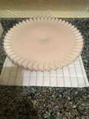 Vintage 1950's Fenton SILVER ROSE ? Cake Plate Mid Century Pink Milk Glass Stand