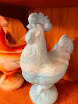 Fenton selling Glass Hen On Nest Covered Chicken Dish Hand Painted 95th Anniversary