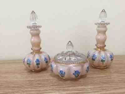 FENTON CHARLETON ROSE selling POWDER JAR OR PUFF WITH COVER FROM VANITY DRESSER SET 1940