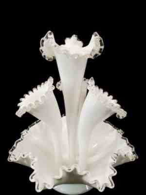 Vintage Large Fenton Silver Crest 4 Horn Epergne Centerpiece