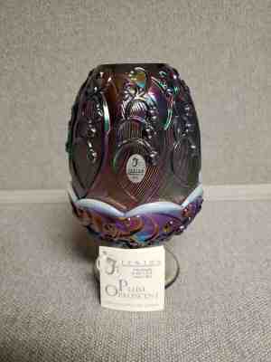 Fenton Iridized Plum Lily of the Valley Fairy Lamp Light  Candle Lamp