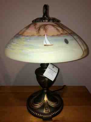 Vtg Fenton Opal Satin Glass Lamp Hand Painted Floral Roses good Chimney D Cutshaw