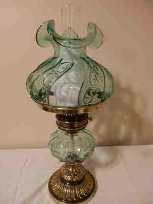 Beautiful Fenton Willow Green Student Lamp