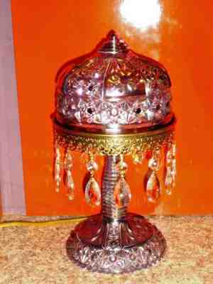 FENTON  LIMITED EDITION CATALOG LAMP AMETHYST DAISY CARNIVAL GLASS, NEW 1991