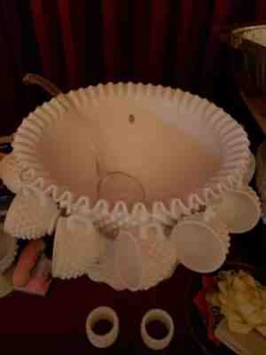 Fenton white hobnail milk glass punch bowl